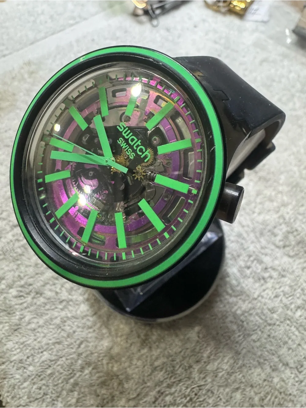 Swatch Black Watch with Bright Green Accents